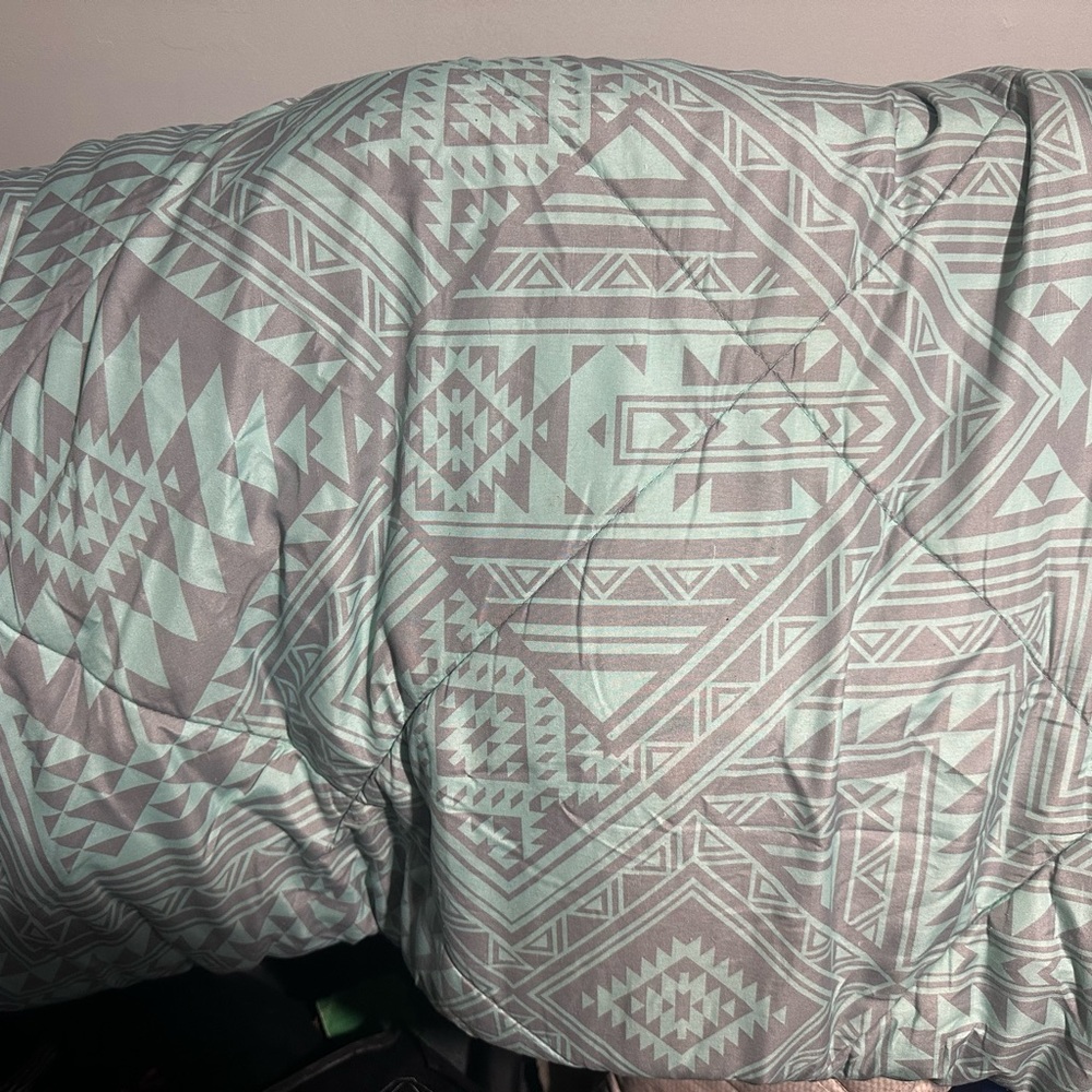 PINK Aztec Aqua Blue & Gray Full Comforter